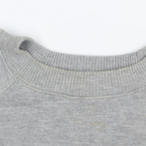 Miss Selfridge Womens Grey Cotton Blend Crew Neck Sweatshirt S/M