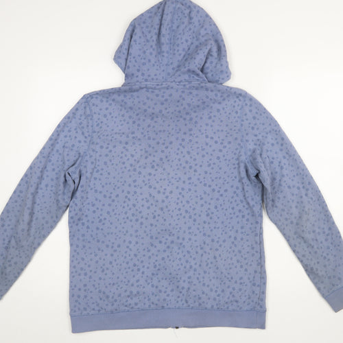TOG24 Women Blue Full Zip Hoodie Size 12 Cotton Blend Polka Dot