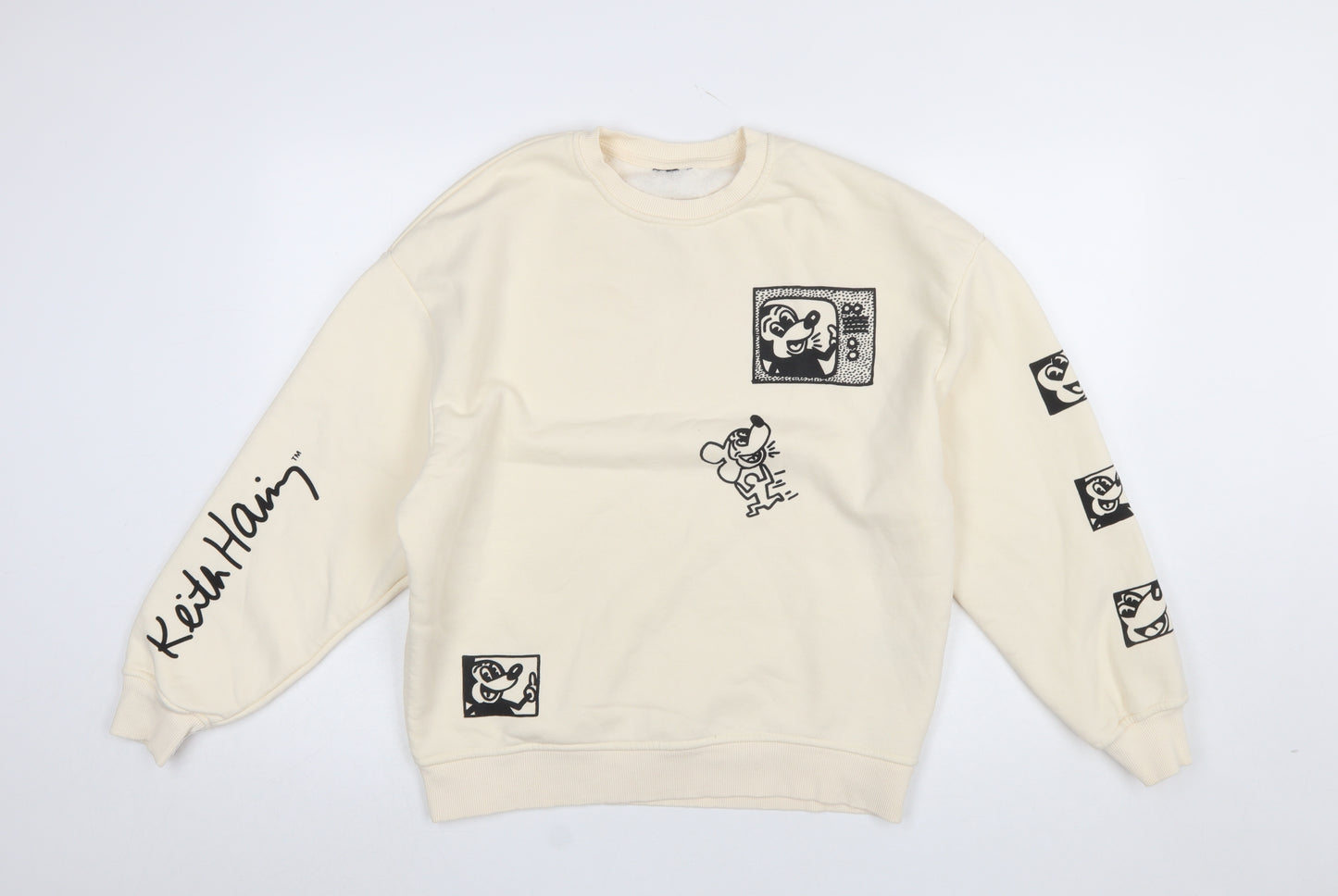 Primark Women’s Beige Keith Haring x Disney Mickey Mouse Sweatshirt 2XS