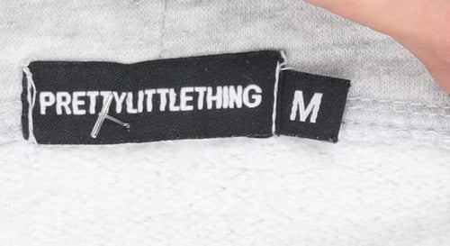 PrettyLittleThing Women’s Grey Pullover Hoodie Size M Cotton Blend
