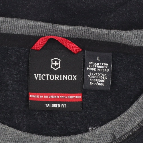 Victorinox Men's Black Crew Neck Pullover Sweatshirt Size L Slim Fit
