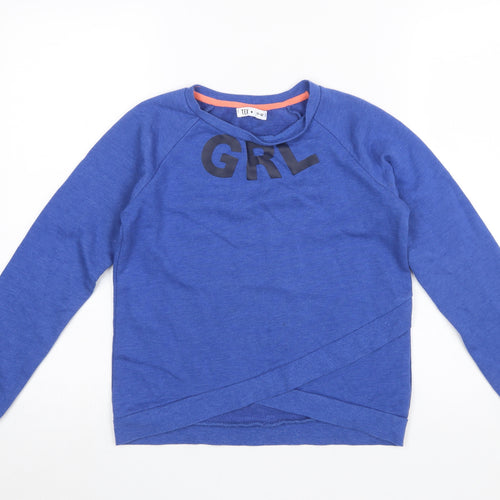 TEX Girls Blue Pullover Sweatshirt 11-12 Years GRL Logo Crew Neck Jumper