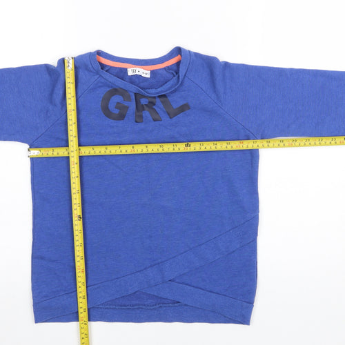 TEX Girls Blue Pullover Sweatshirt 11-12 Years GRL Logo Crew Neck Jumper