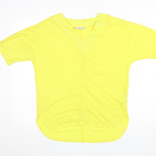 Gallery Womens Yellow V-Neck Short Sleeve T-Shirt Size 12