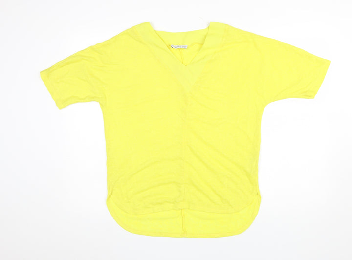Gallery Womens Yellow V-Neck Short Sleeve T-Shirt Size 12