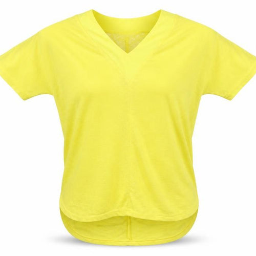 Gallery Womens Yellow V-Neck Short Sleeve T-Shirt Size 12