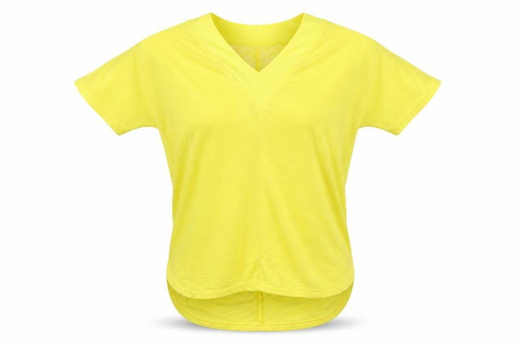 Gallery Womens Yellow V-Neck Short Sleeve T-Shirt Size 12