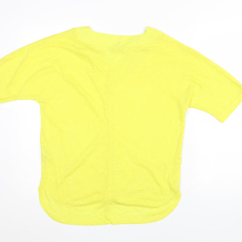 Gallery Womens Yellow V-Neck Short Sleeve T-Shirt Size 12