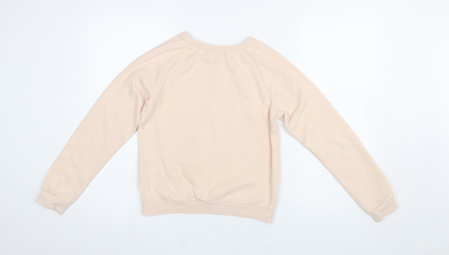H&M Girls Beige Sequin Music Graphic Pullover Sweatshirt 11-12 Years