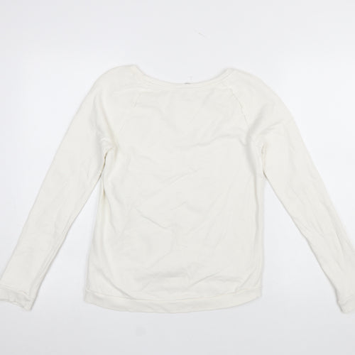 H&M Girls White Santa Claws Dog Christmas Sweatshirt Size 14 Years