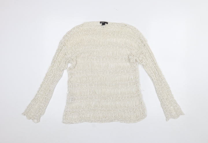 Mango Women’s Ivory Open Knit Pullover Jumper Size M