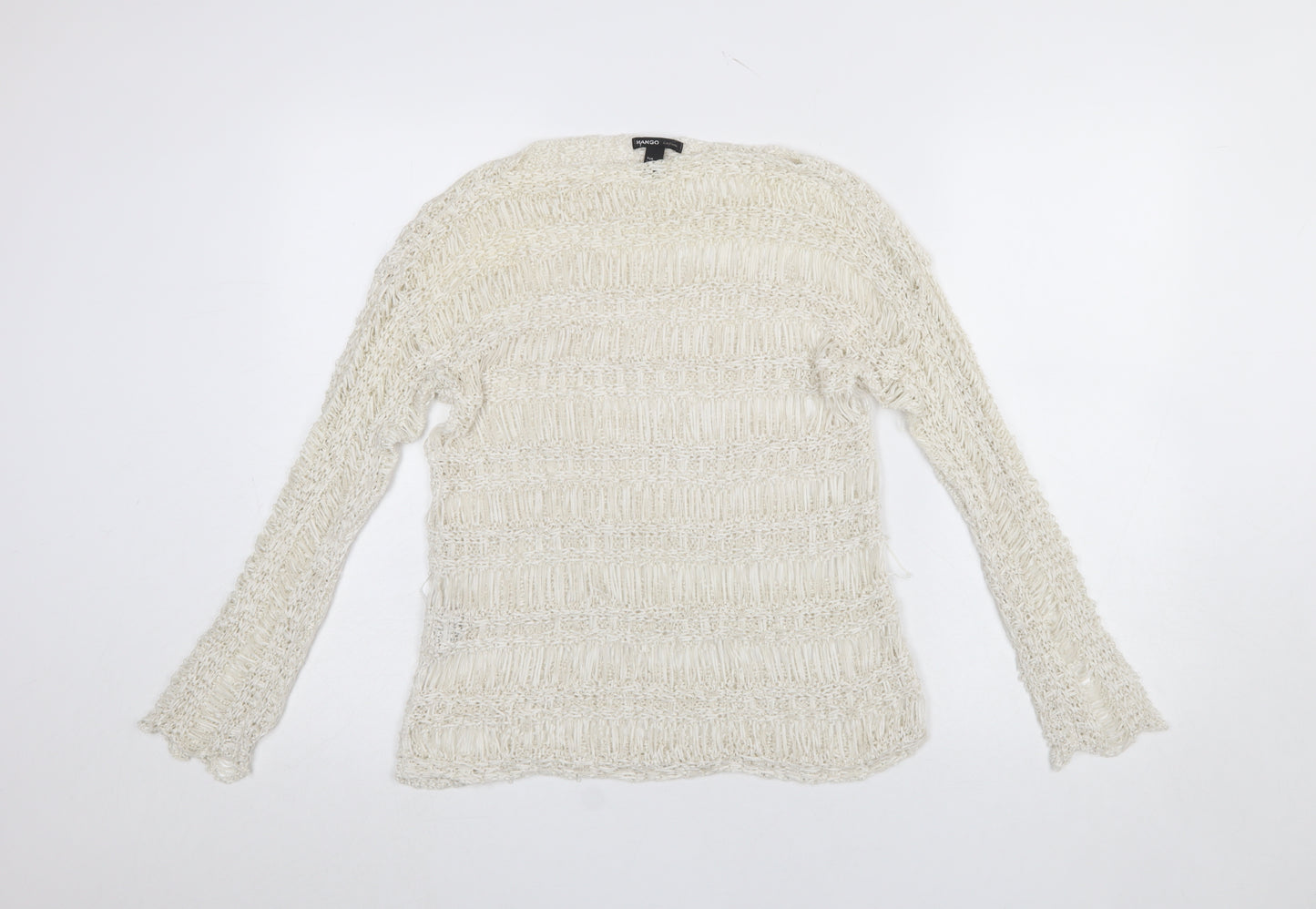 Mango Women’s Ivory Open Knit Pullover Jumper Size M