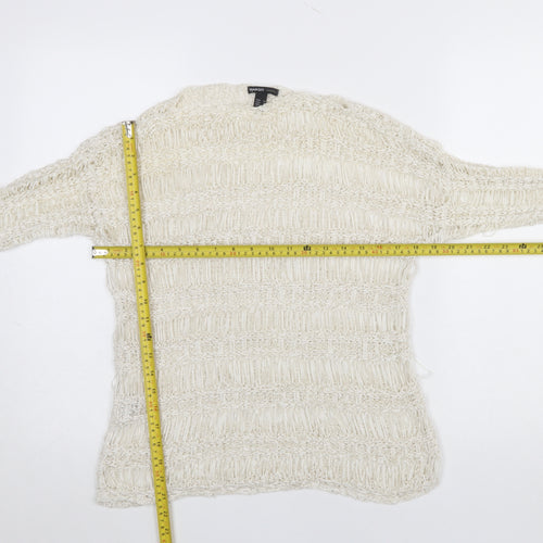 Mango Women’s Ivory Open Knit Pullover Jumper Size M