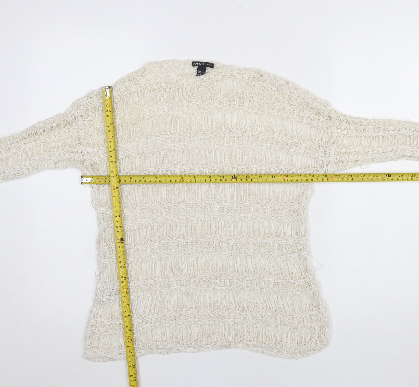 Mango Women’s Ivory Open Knit Pullover Jumper Size M