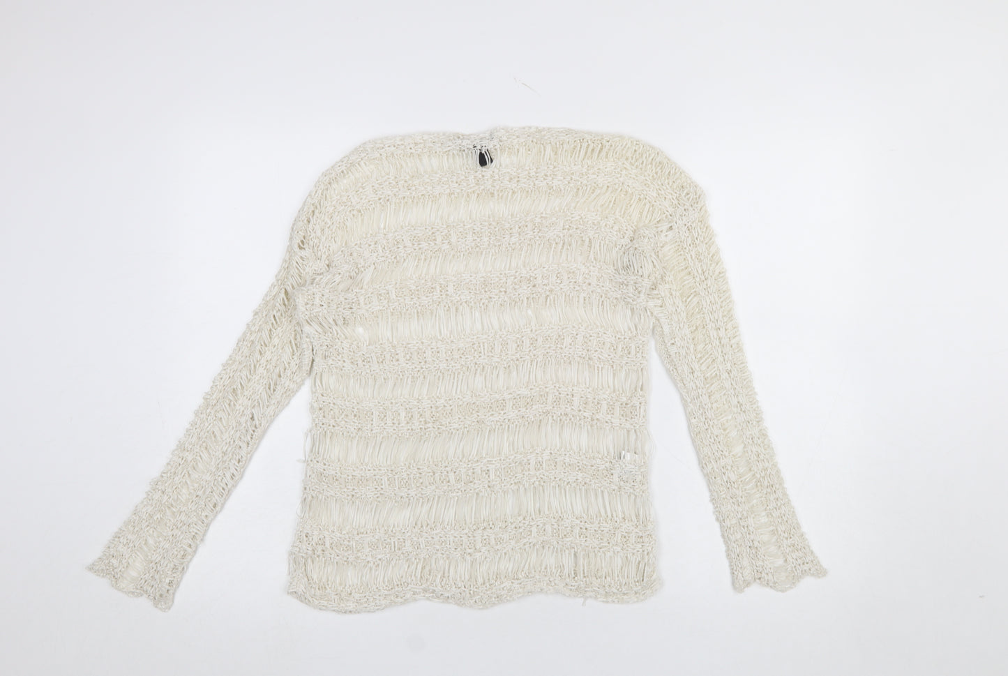 Mango Women’s Ivory Open Knit Pullover Jumper Size M