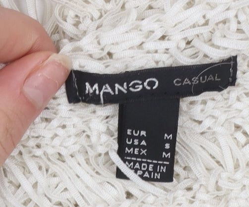 Mango Women’s Ivory Open Knit Pullover Jumper Size M