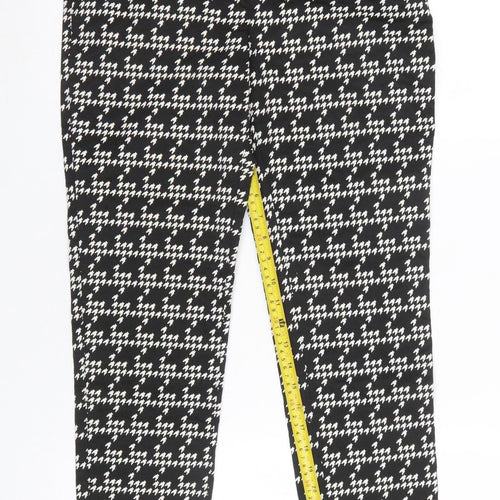 Marks and Spencer Womens Black Houndstooth Slim Tapered Trousers Size 12