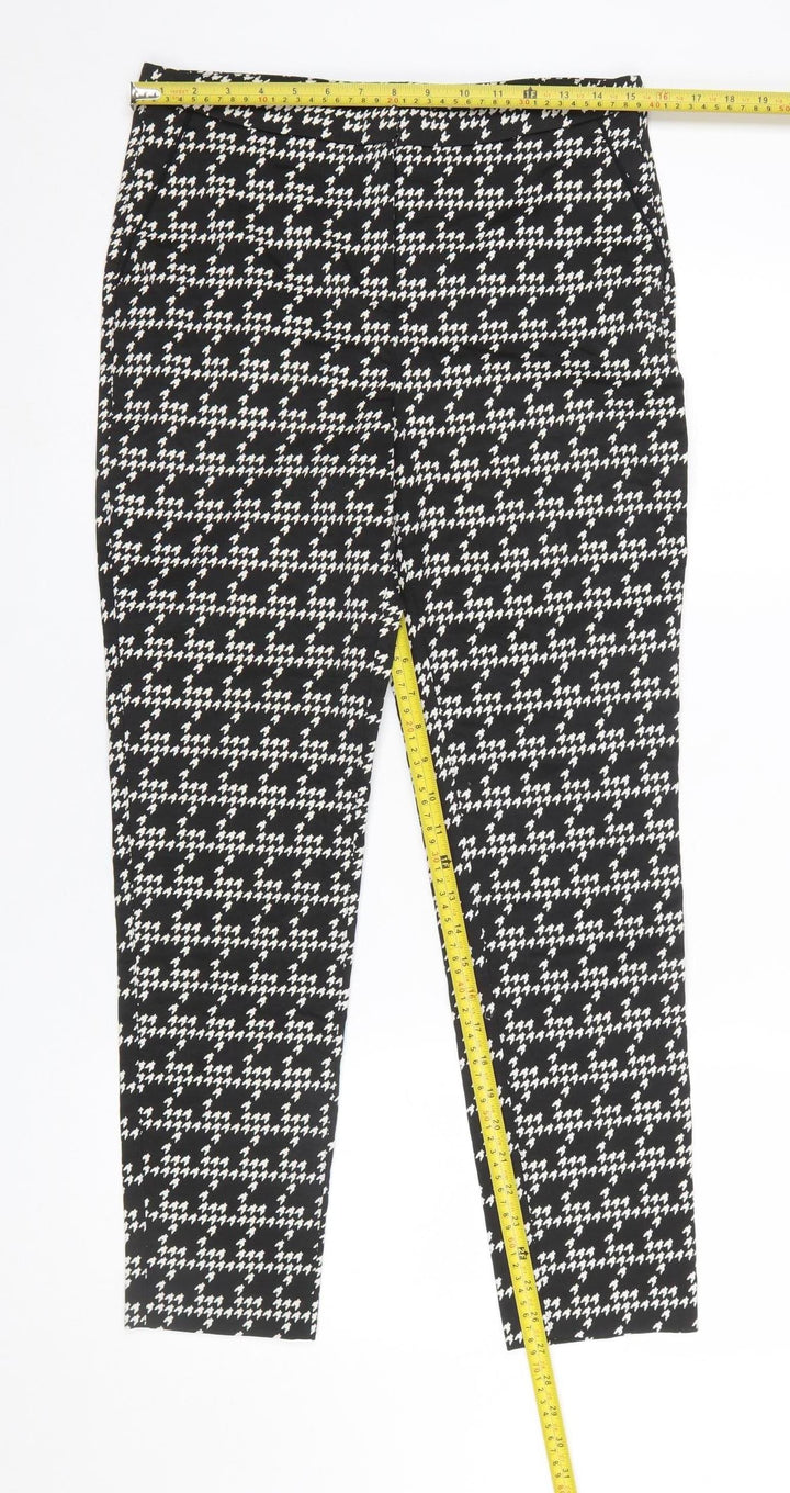 Marks and Spencer Womens Black Houndstooth Slim Tapered Trousers Size 12