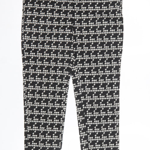Marks and Spencer Womens Black Houndstooth Slim Tapered Trousers Size 12