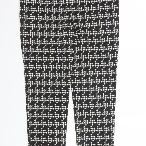 Marks and Spencer Womens Black Houndstooth Slim Tapered Trousers Size 12
