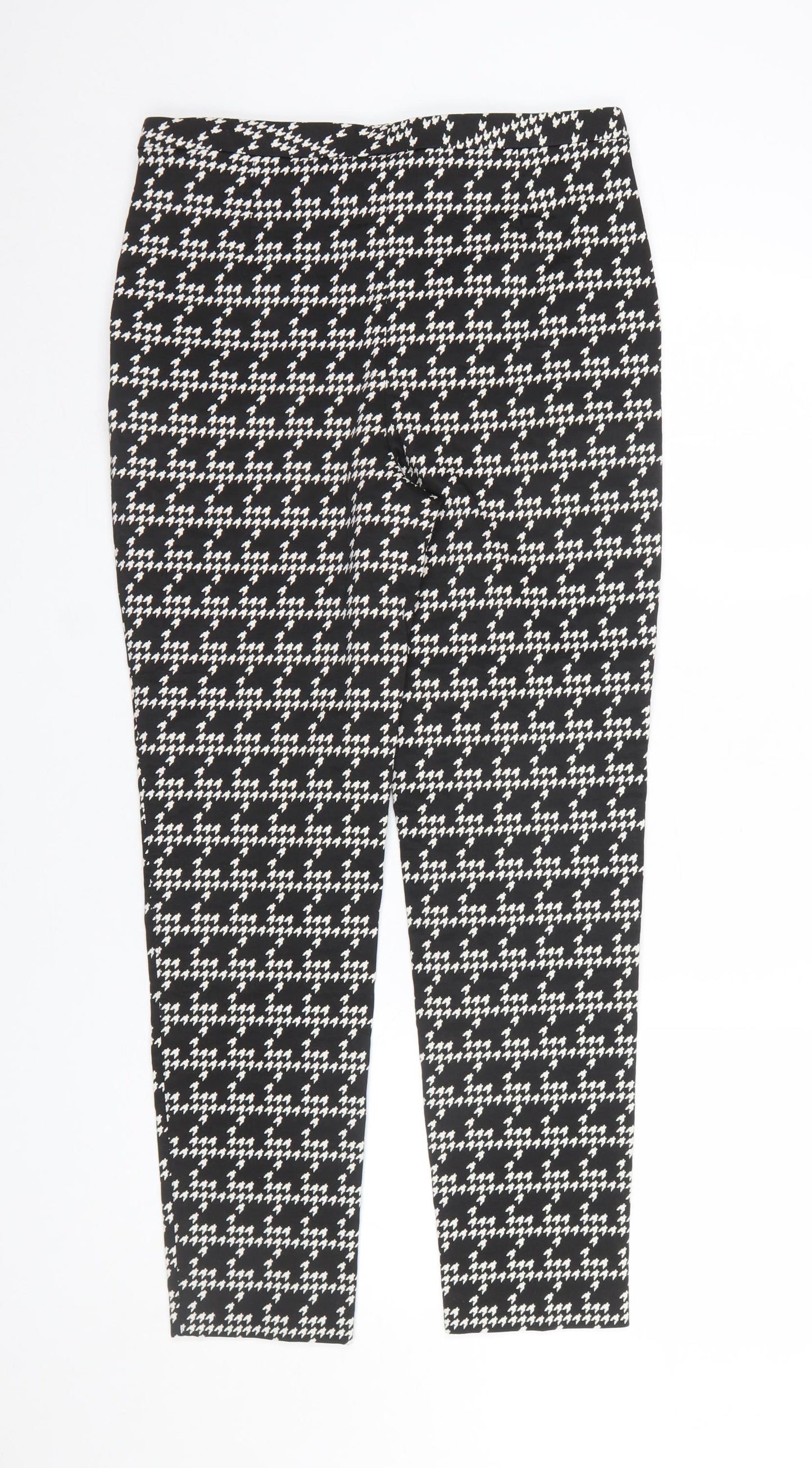 Marks and Spencer Womens Black Houndstooth Slim Tapered Trousers Size 12