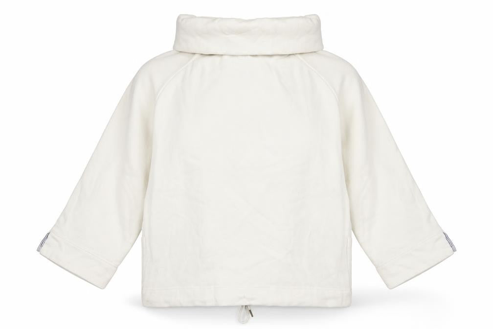 Front view of Cotton Traders Women's Ivory, size 14, Pullover Sweatshirt with Drawstring Hem