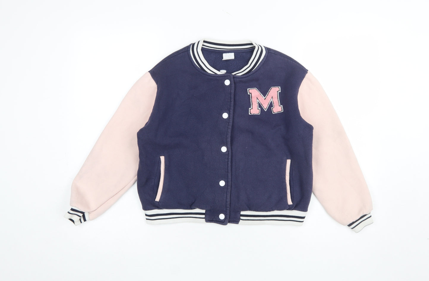 Zara Girls Navy & Pink Varsity Sweatshirt 11-12 Years Hooded Style