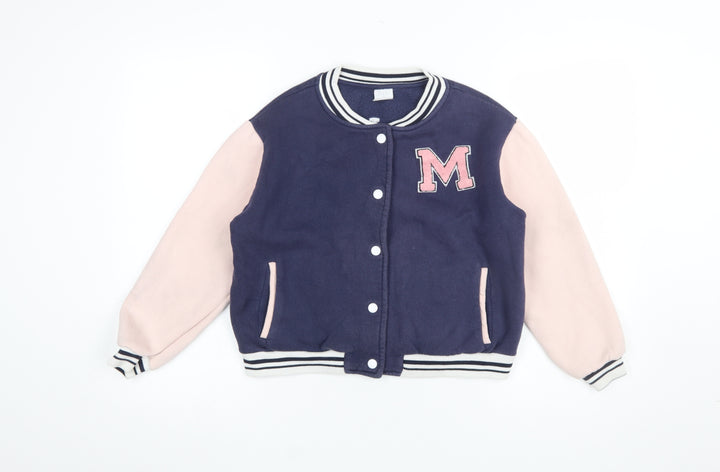Zara Girls Navy & Pink Varsity Sweatshirt 11-12 Years Hooded Style