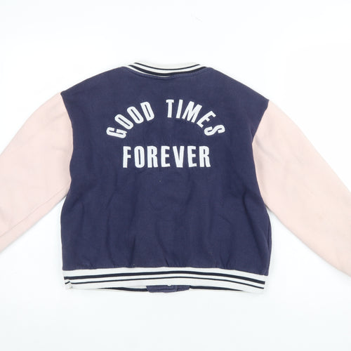 Zara Girls Navy & Pink Varsity Sweatshirt 11-12 Years Hooded Style