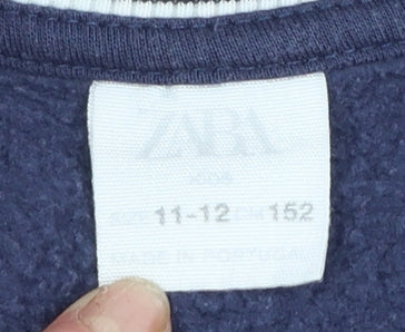 Zara Girls Navy & Pink Varsity Sweatshirt 11-12 Years Hooded Style