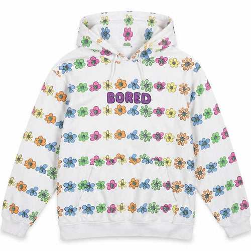 Teenage White Multicoloured Floral BORED Hoodie Women M Pullover
