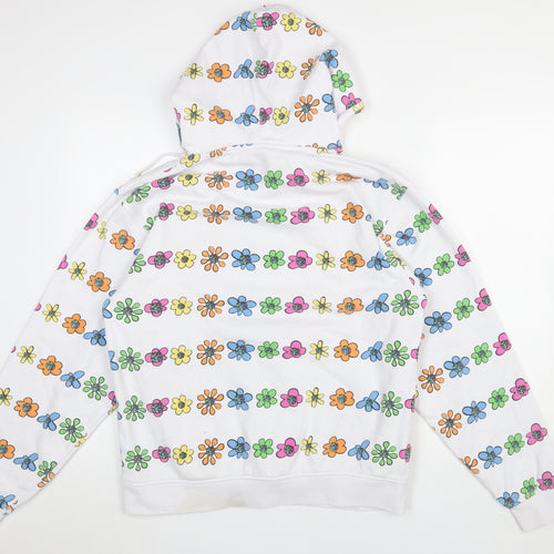 Teenage White Multicoloured Floral BORED Hoodie Women M Pullover
