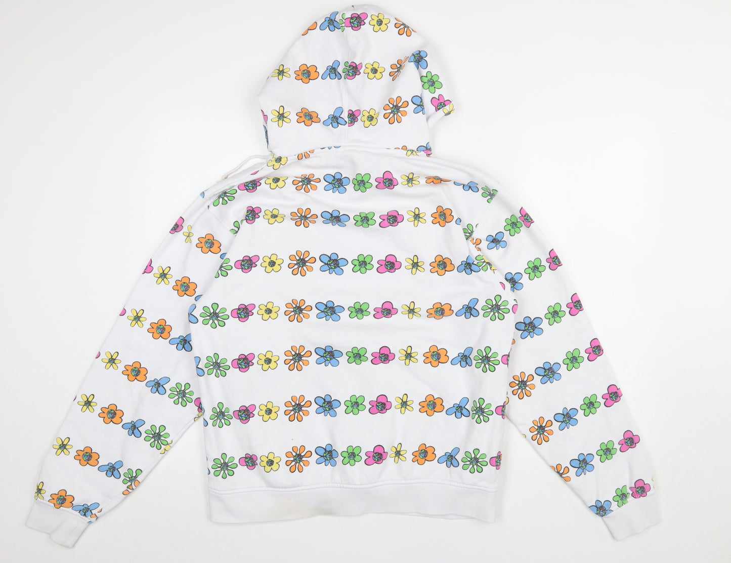 Teenage White Multicoloured Floral BORED Hoodie Women M Pullover