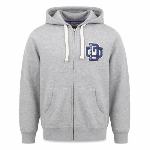 Duffer Mens Grey Full Zip Hoodie M Regular Fit Sports Logo