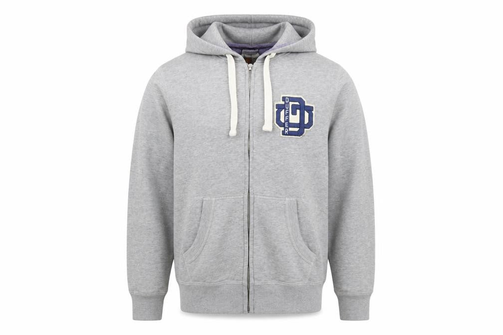 Duffer Mens Grey Full Zip Hoodie M Regular Fit Sports Logo