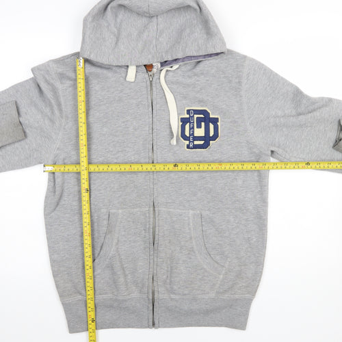 Duffer Mens Grey Full Zip Hoodie M Regular Fit Sports Logo