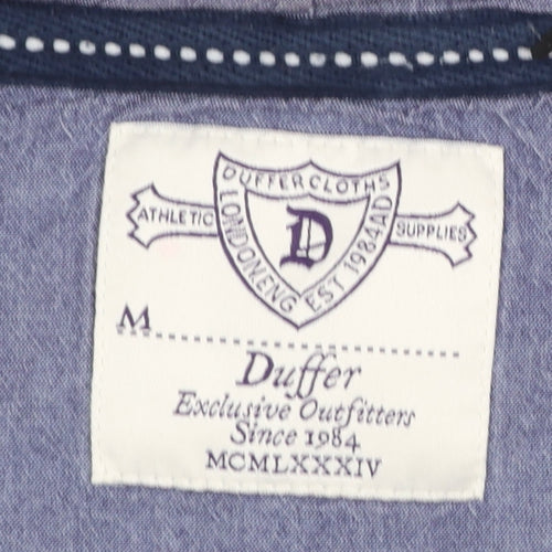 Duffer Mens Grey Full Zip Hoodie M Regular Fit Sports Logo