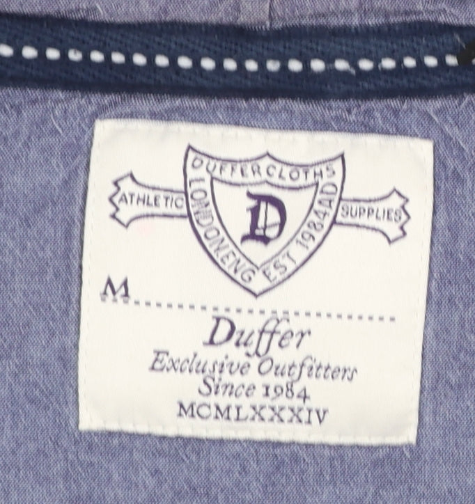Duffer Mens Grey Full Zip Hoodie M Regular Fit Sports Logo