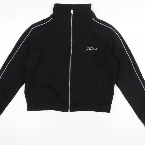 Fabric Womens Black Full Zip Sweatshirt UK 12 Cotton Polyester