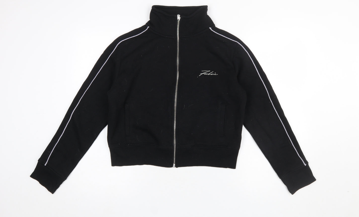 Fabric Womens Black Full Zip Sweatshirt UK 12 Cotton Polyester