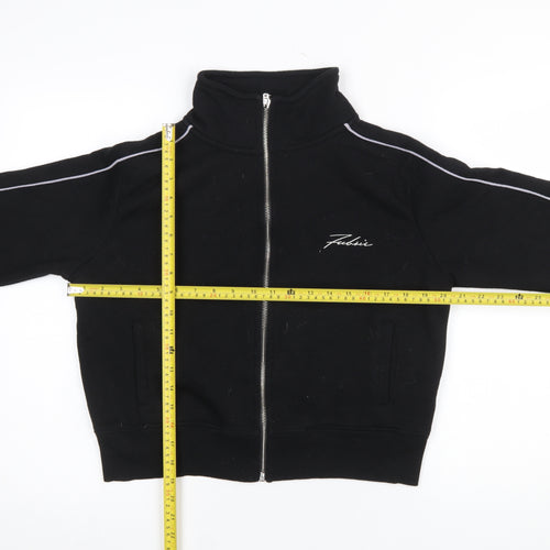 Fabric Womens Black Full Zip Sweatshirt UK 12 Cotton Polyester