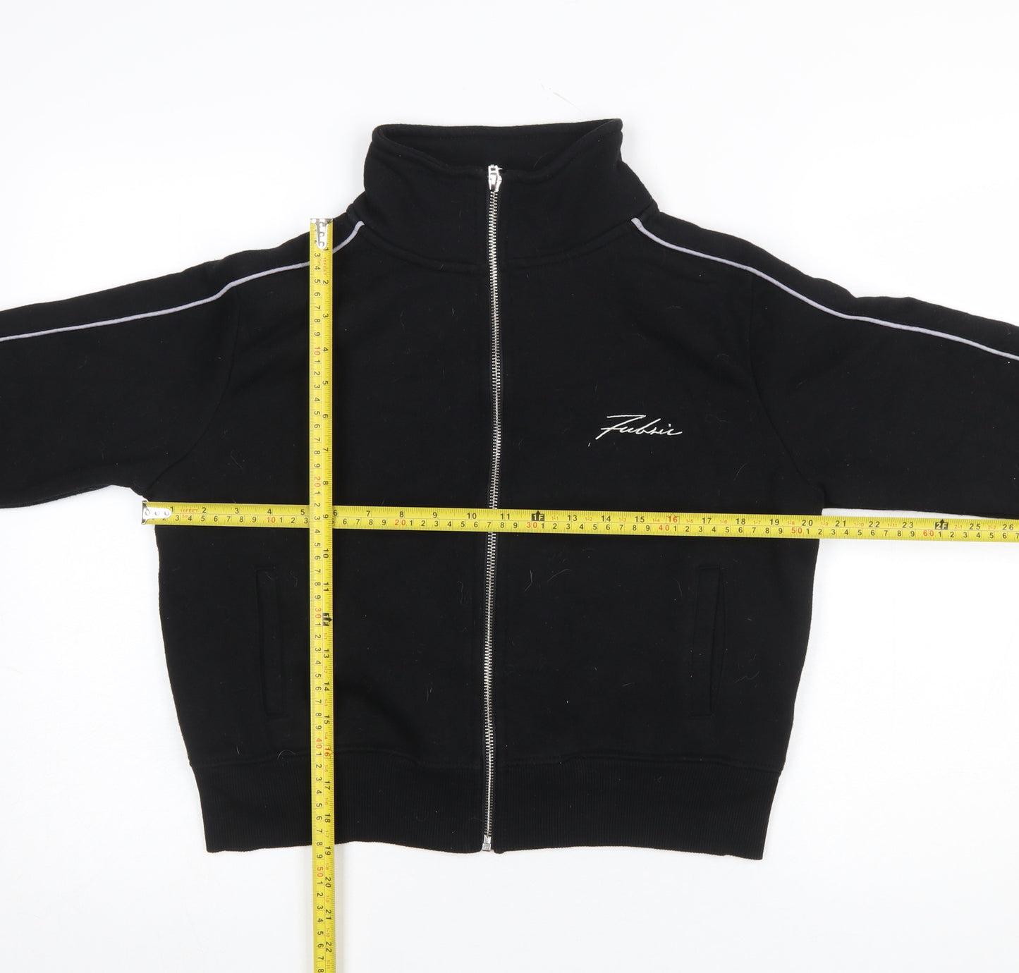 Fabric Womens Black Full Zip Sweatshirt UK 12 Cotton Polyester