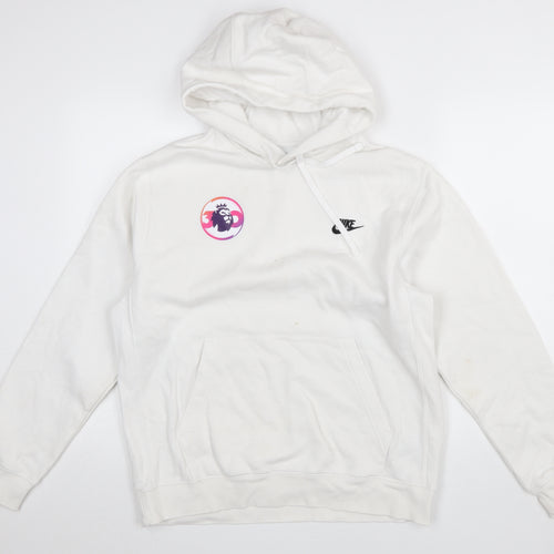 Nike Men's White Pullover Hoodie M Sports Graphic Fleece