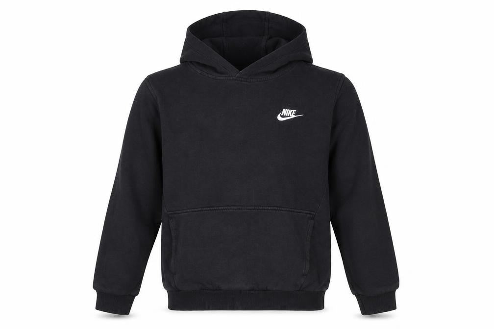 Nike Boys Black Pullover Hoodie L 147-158cm Cotton Blend Logo Sweatshirt