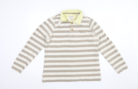 Regatta Women Beige Striped Long Sleeve Polo Shirt UK 16 Cotton