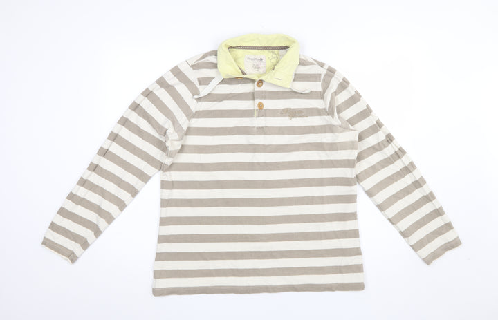 Regatta Women Beige Striped Long Sleeve Polo Shirt UK 16 Cotton