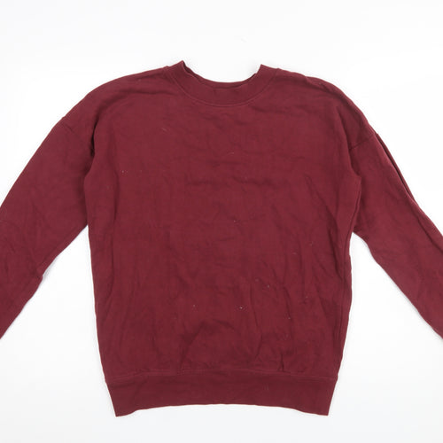 Next Women's Burgundy Crew Neck Cotton Pullover Sweatshirt UK 8