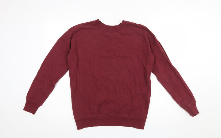 Next Women's Burgundy Crew Neck Cotton Pullover Sweatshirt UK 8