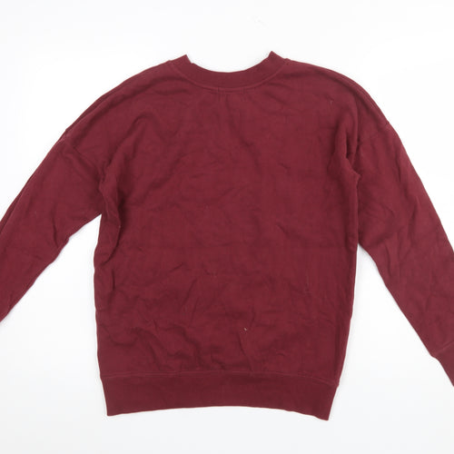 Next Women's Burgundy Crew Neck Cotton Pullover Sweatshirt UK 8