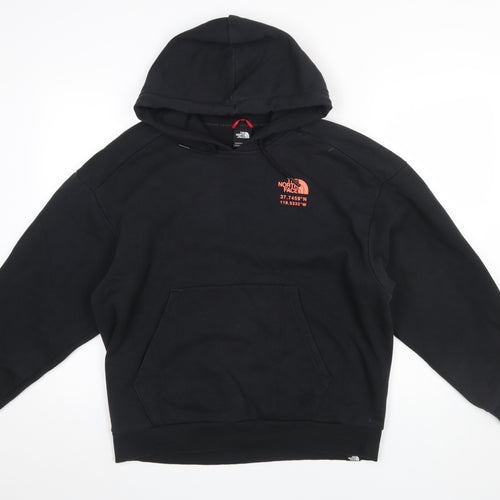 The North Face Womens Black L Pullover Hoodie Graphic Print Cotton Blend